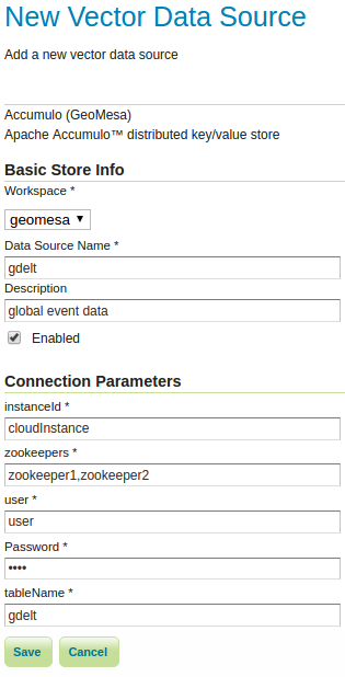 Registering new Accumulo Feature Data Store
