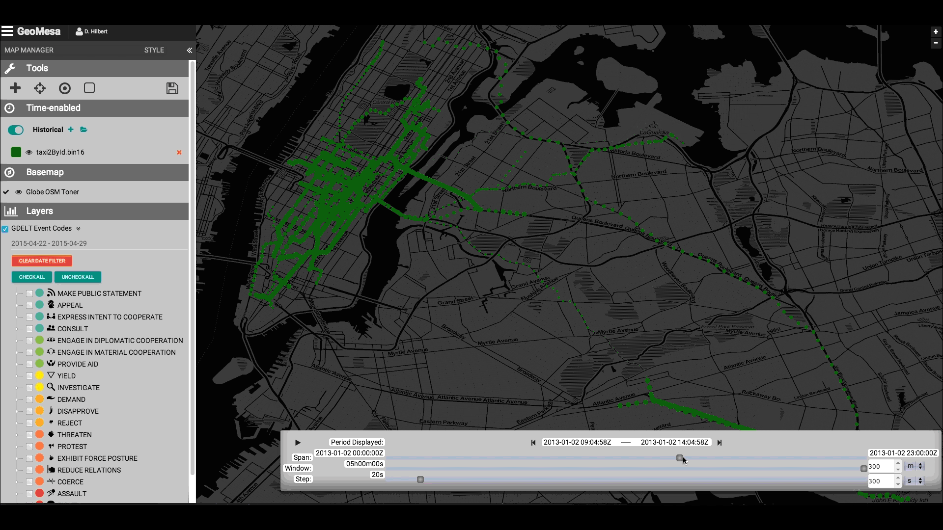 NYC taxi tracks stored in GeoMesa